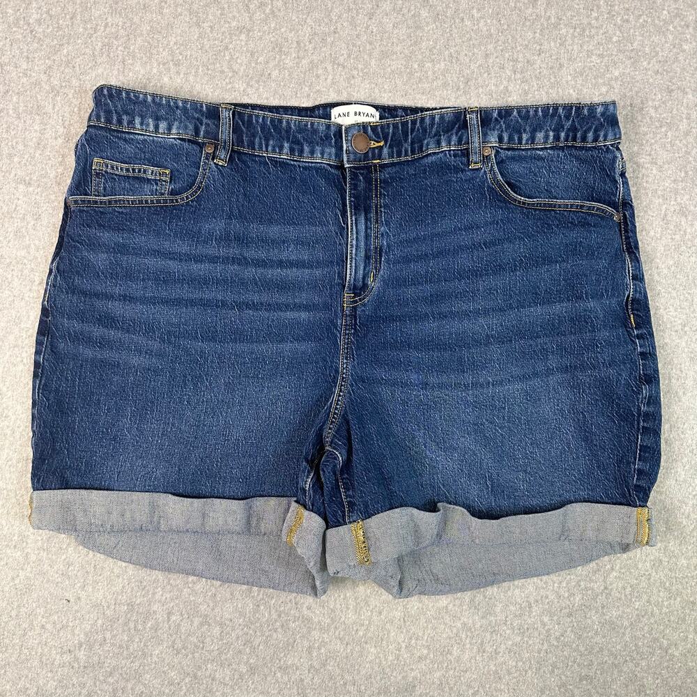 Lane Bryant Midi Short Dark Wash Blue Womens Size 22 Mid Rise Boyfriend Cuffed